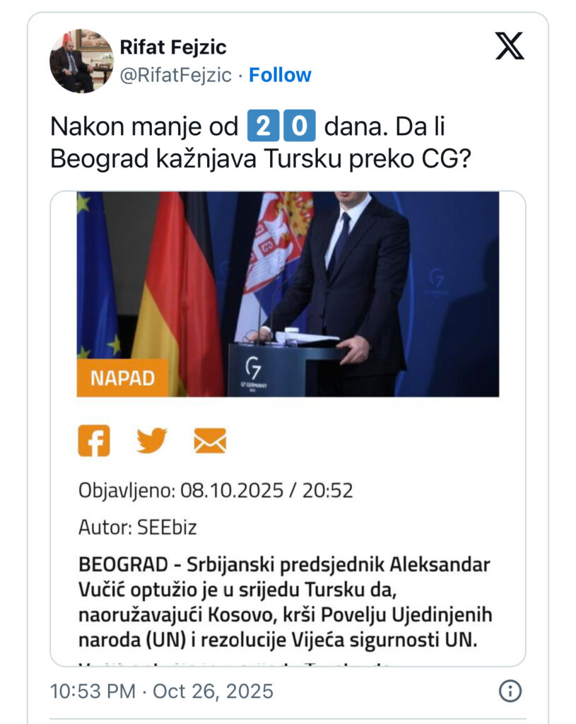 IMG_6207-815x1024 Fejziq: A po e ndëshkon Beogradi Turqinë përmes Malit të Zi?